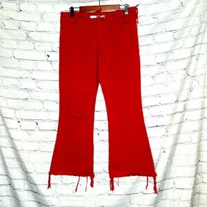 Marques Almeida Red Raw Hem Flare Jeans Size 10 Excellent Condition